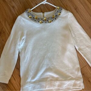 JUICY COUTURE Top SZ S Cream  Embellished Rhinestone Fleece Pullover Zip